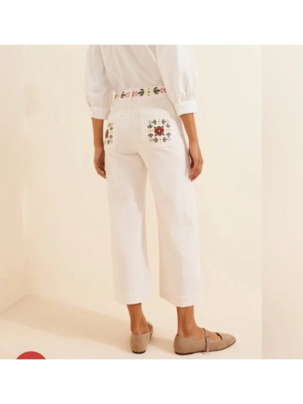 Anthropologies Tricia Fix Colette Embroidered Wide Leg Corduroy Pants Womens 29